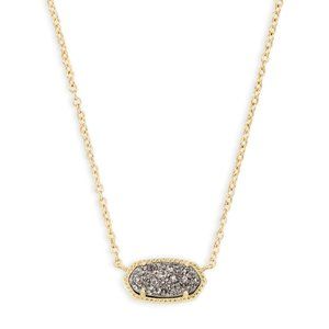 Elisa Gold Pendant Necklace In Platinum Drusy